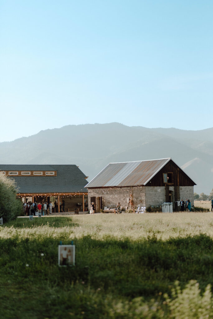 Exterior shot of the Stone Barn and Haybarn at Gansberg Ranch.
